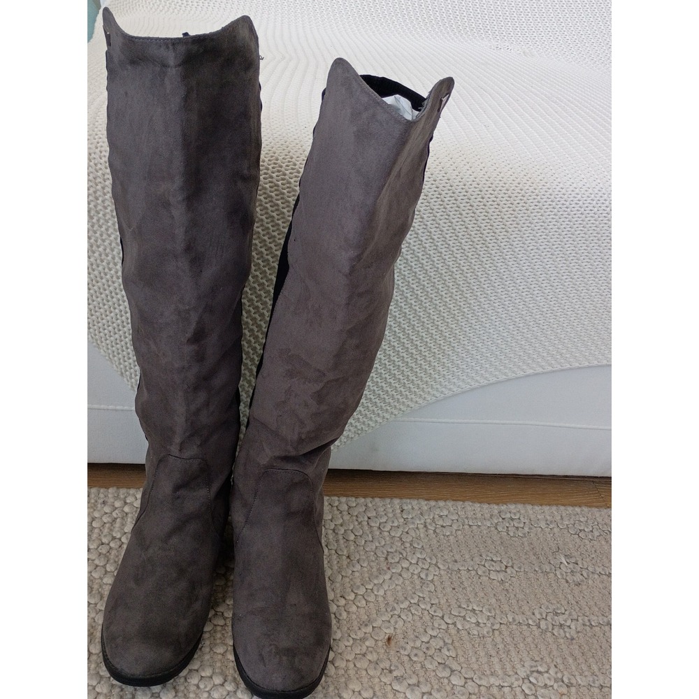 GUESS Womens Grey Black Stretch Over The Knee Flat Boots 8.5M $149 - Picture 9 of 9